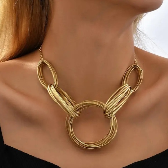 Golden Necklace 18k Gold Plated Alloy Necklace Chain - Jewelry - Picture 2 of 4